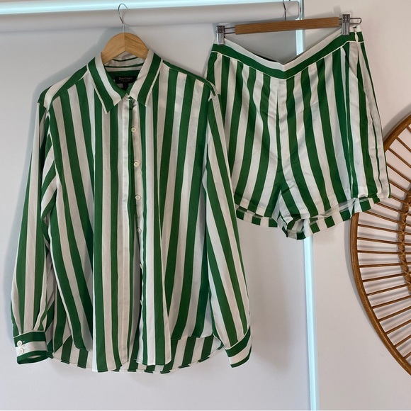JUICY SIZE 10 SIZE L | twosie set | button up shirt with shorts | garden party - Picture 2 of 7
